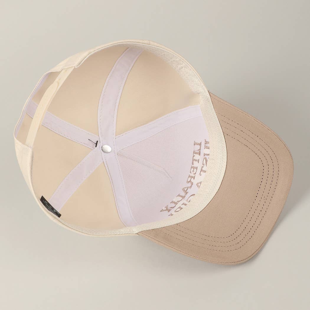 Literally Just A Girl Embroidery Two Tone Trucker Hat: LT BLUE / ONE SIZE
