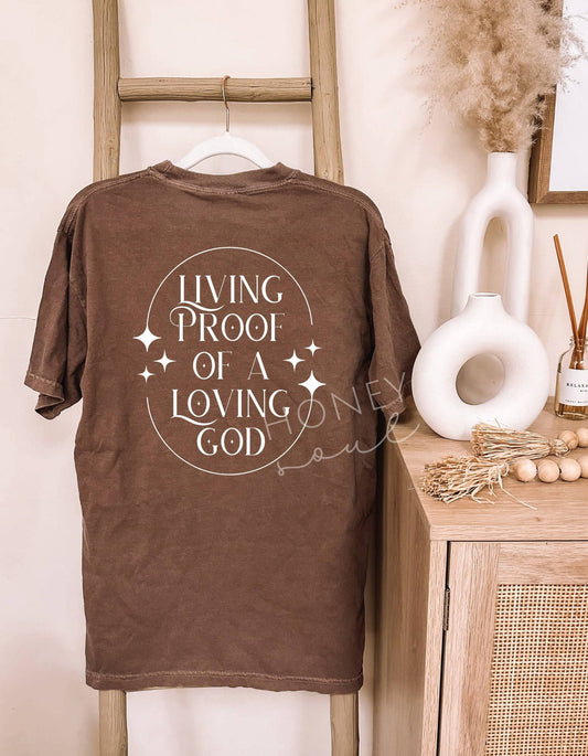 Living Proof Of A Loving God Graphic Summer Tee: Sage / Xlarge