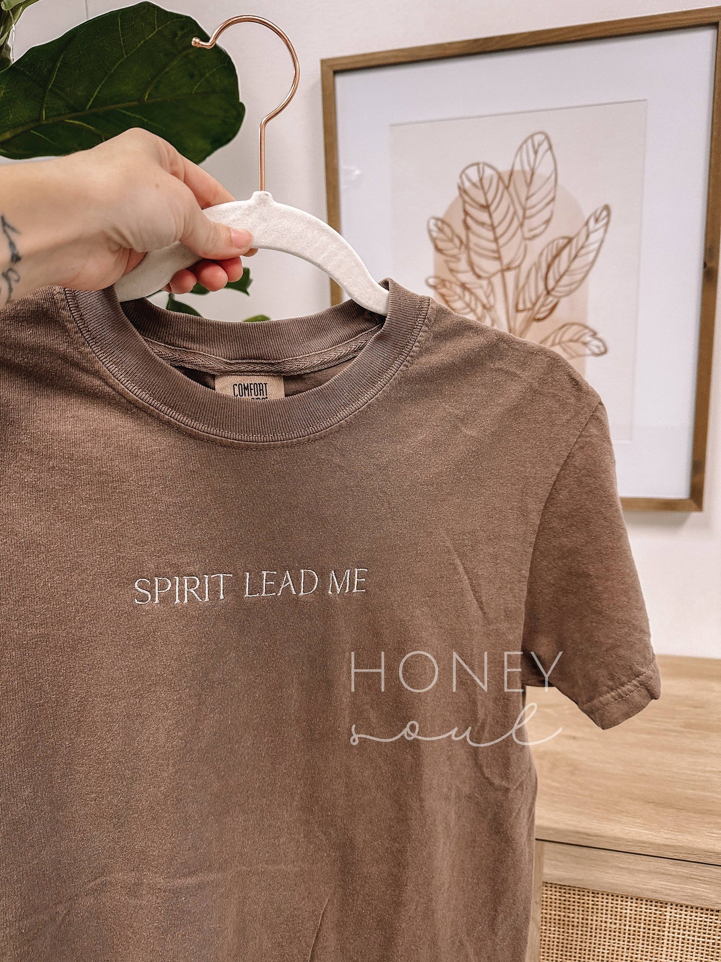 Embroidered Spirit Lead Me Summer Tee Espresso