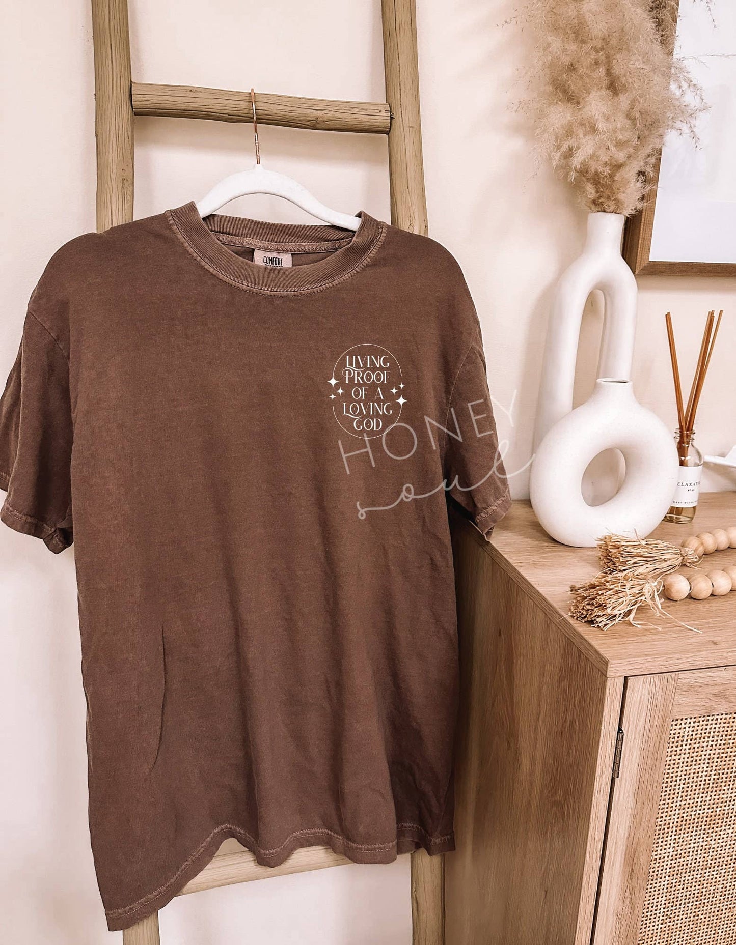 Living Proof Of A Loving God Graphic Summer Tee: Sage / Xlarge